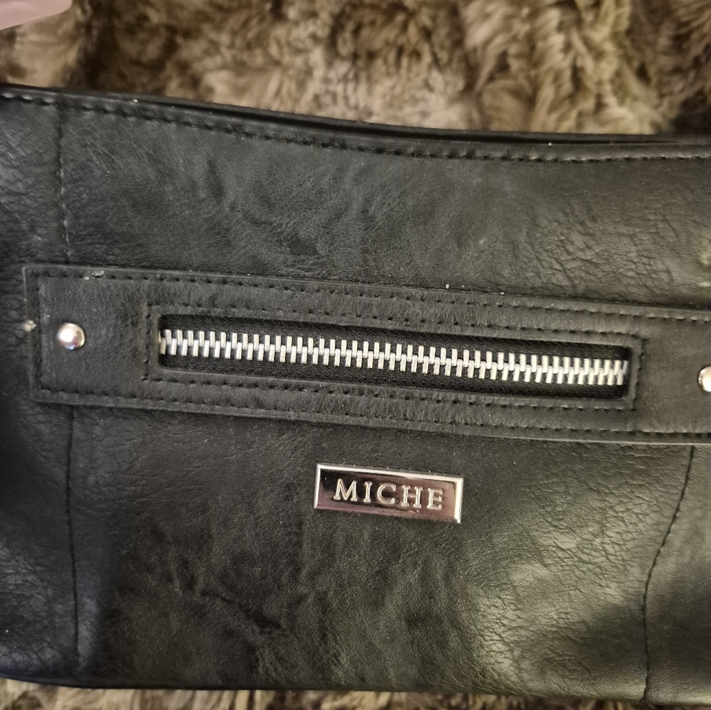 Authentic And Rare Miche Black Leather Pouch Mini